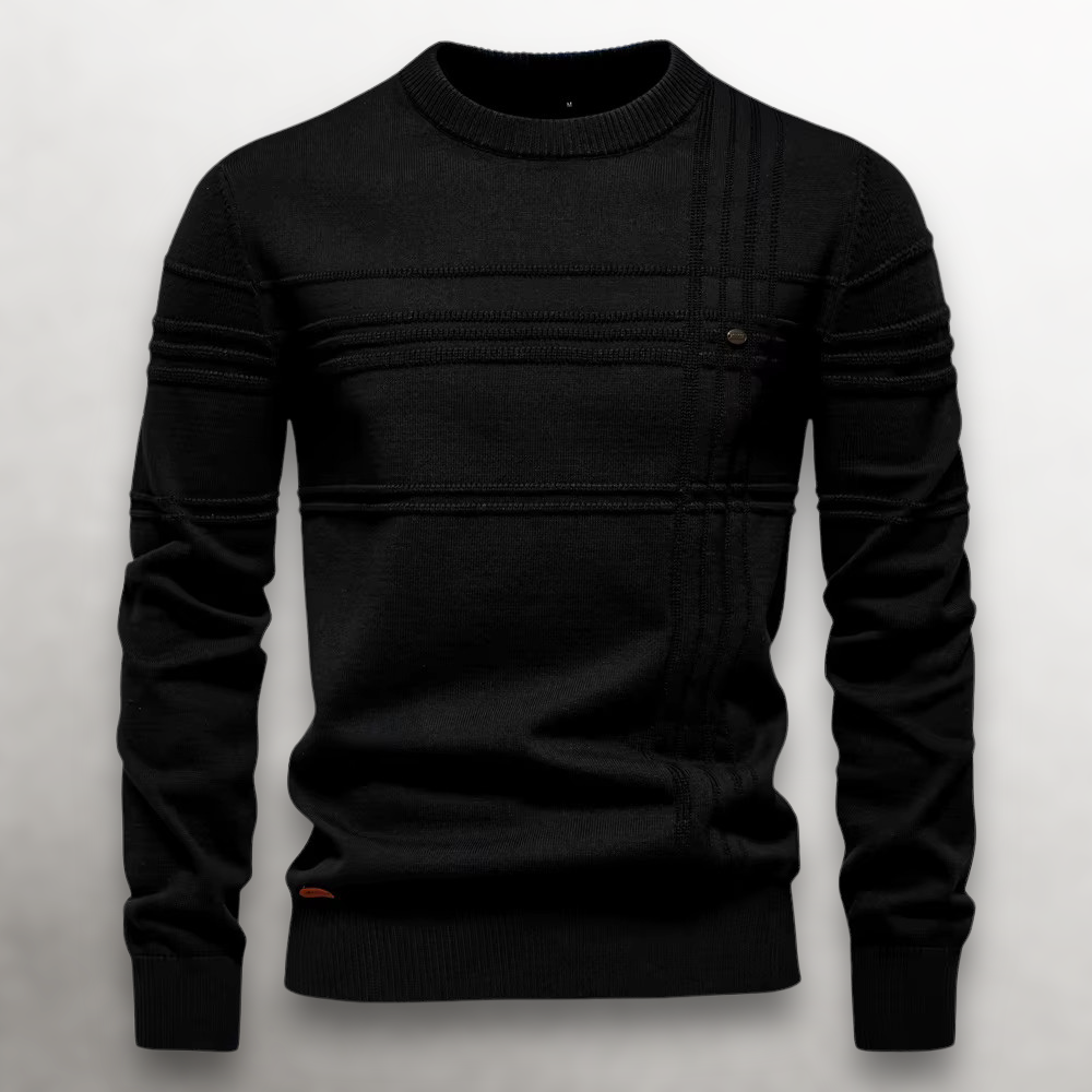 Homme Pull Quotidien Coupe Slim Tricot Côtelé Col Rond Coton Souple Chaud Léger