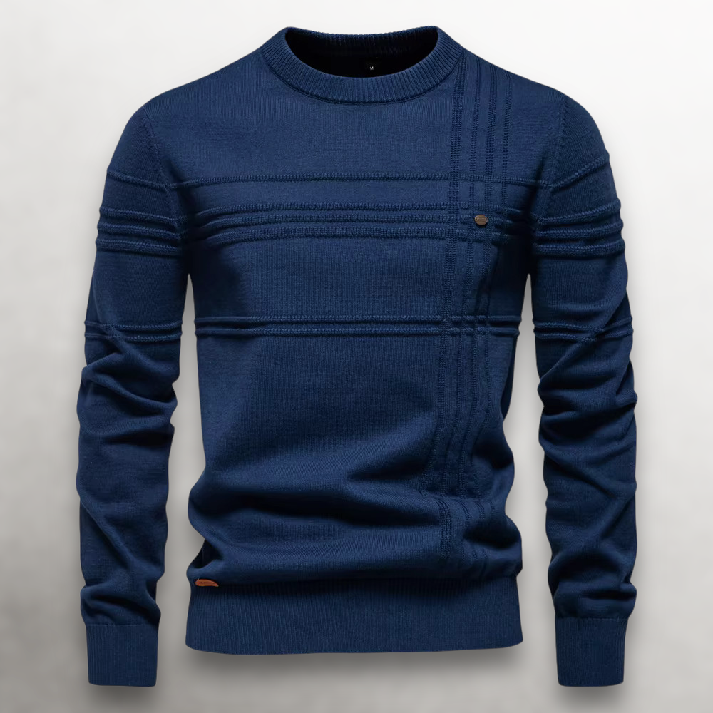 Homme Pull Quotidien Coupe Slim Tricot Côtelé Col Rond Coton Souple Chaud Léger