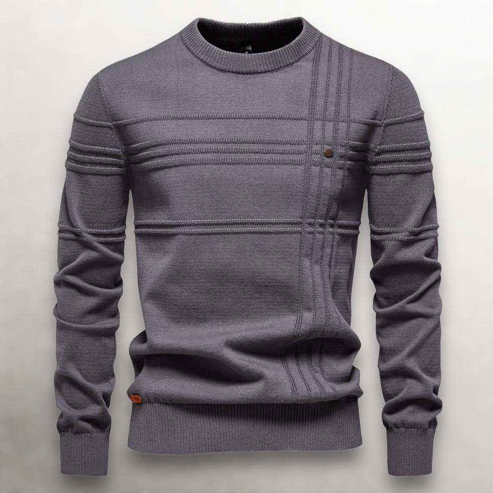 Homme Pull Quotidien Coupe Slim Tricot Côtelé Col Rond Coton Souple Chaud Léger