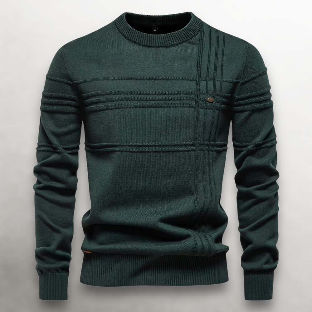 Homme Pull Quotidien Coupe Slim Tricot Côtelé Col Rond Coton Souple Chaud Léger