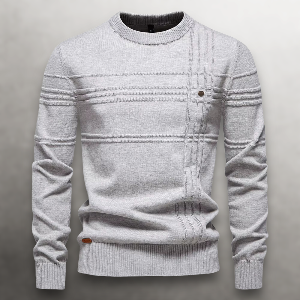 Homme Pull Quotidien Coupe Slim Tricot Côtelé Col Rond Coton Souple Chaud Léger