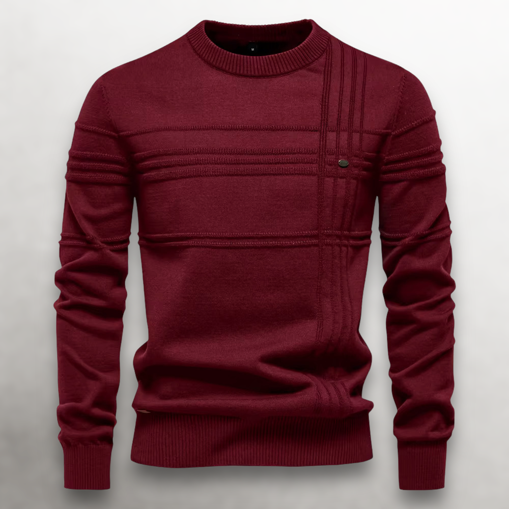Homme Pull Quotidien Coupe Slim Tricot Côtelé Col Rond Coton Souple Chaud Léger