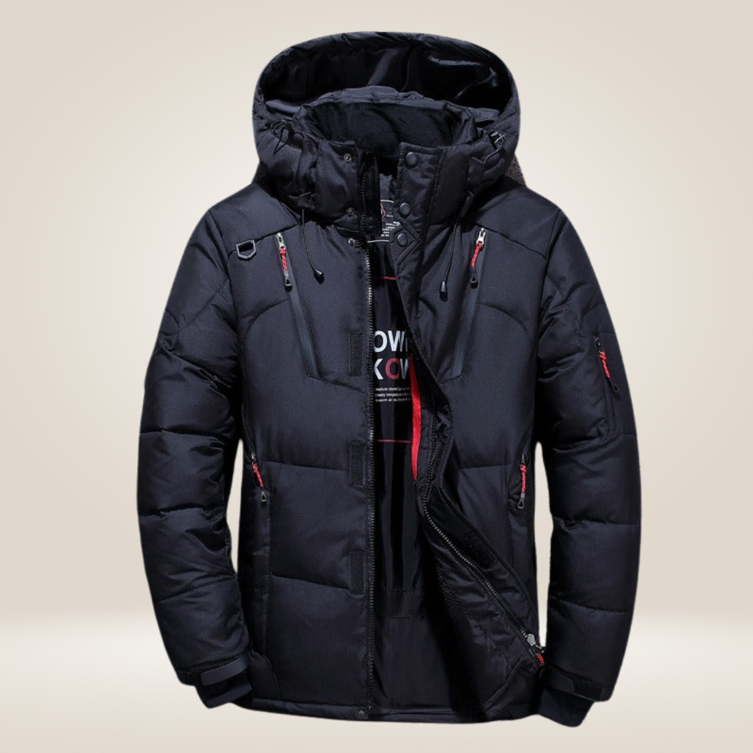 Hombre Chaqueta Acolchada Exterior Plumón de Ganso Resistente al Agua Diseño Sencillo Versátil