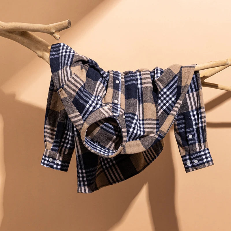 Chemise en Coton à Carreaux pour Homme avec Manches Longues et Coupe Slim Fit