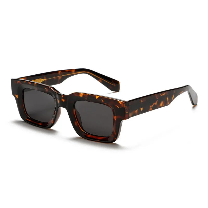Lunettes de soleil carrées monture épaisse rétro protection UV400 unisexe