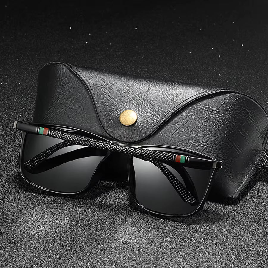 Lunettes Polarisantes de Sport et Conduite avec Monture Rectangulaire et Plaquettes Douces