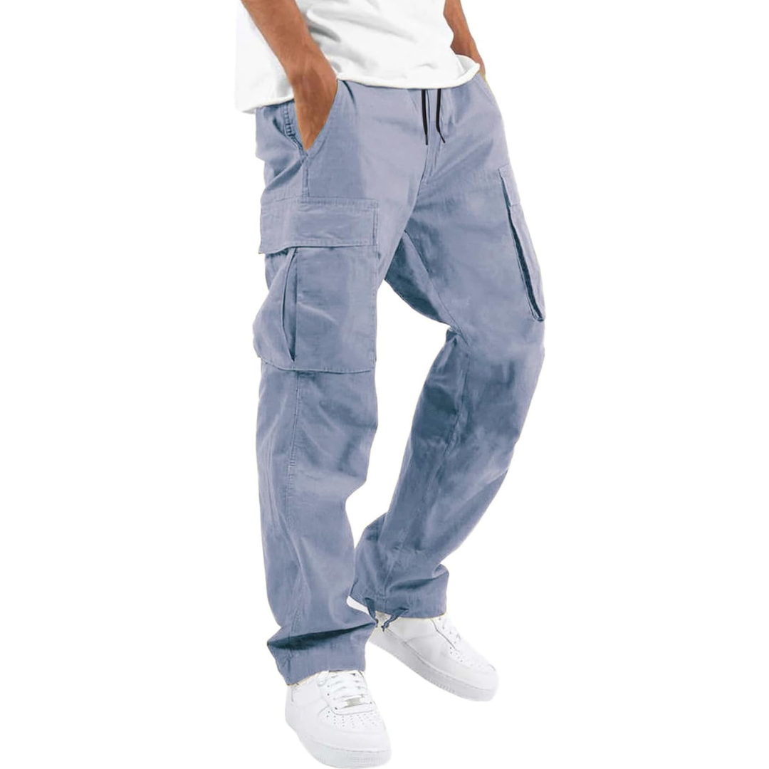 Homme Pantalon Cargo Quotidien Coupe Décontractée Multiples Poches Taille Ajustable