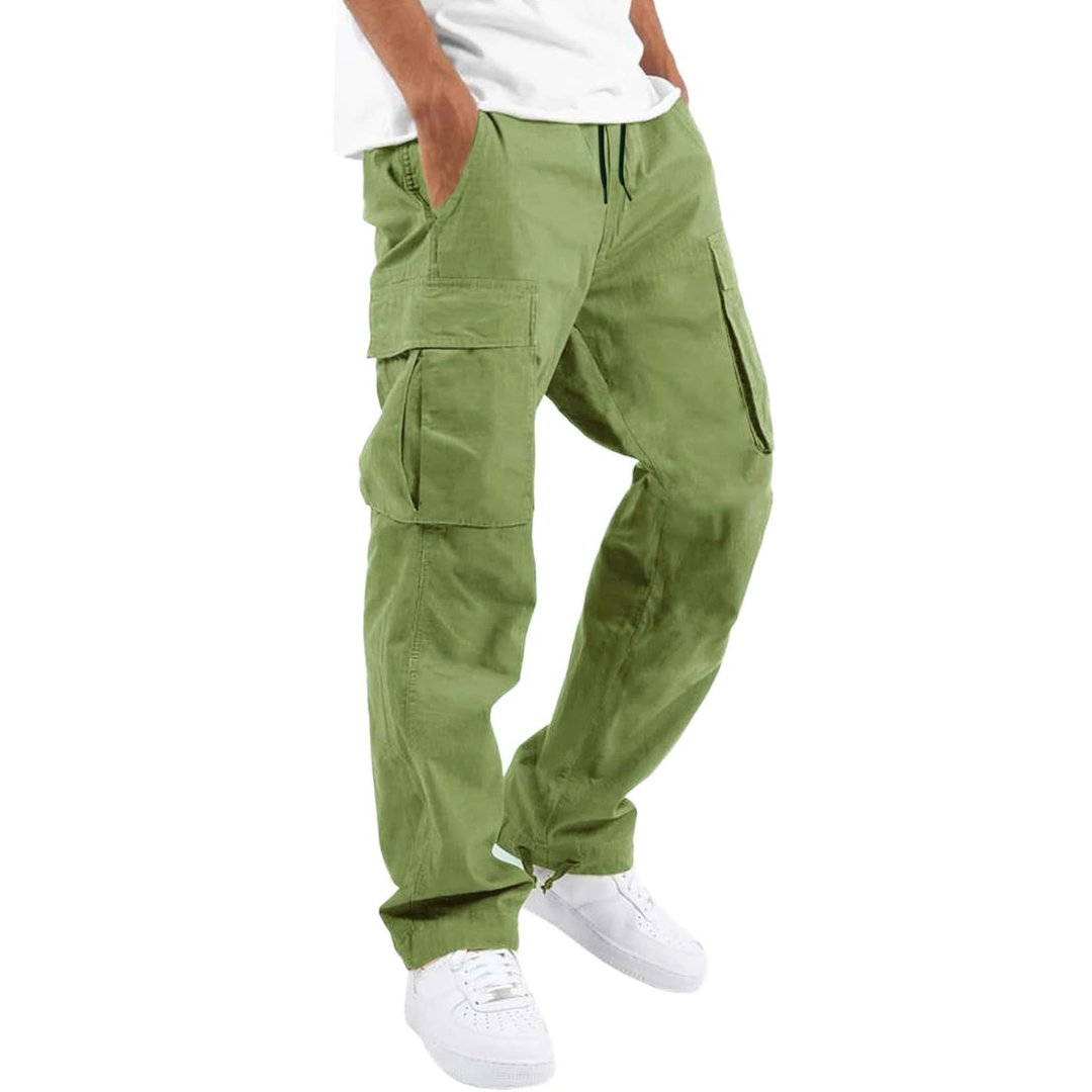 Homme Pantalon Cargo Quotidien Coupe Décontractée Multiples Poches Taille Ajustable