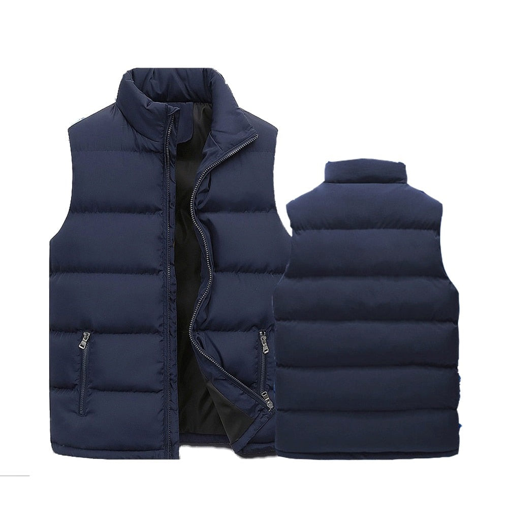 Gilet sans manches matelassé pour homme avec col montant et fermeture zippée