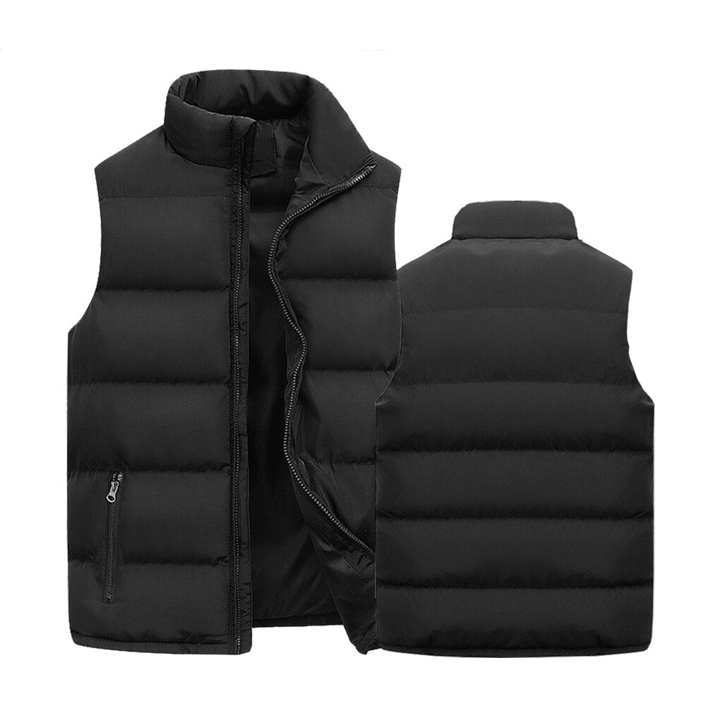 Gilet sans manches matelassé pour homme avec col montant et fermeture zippée