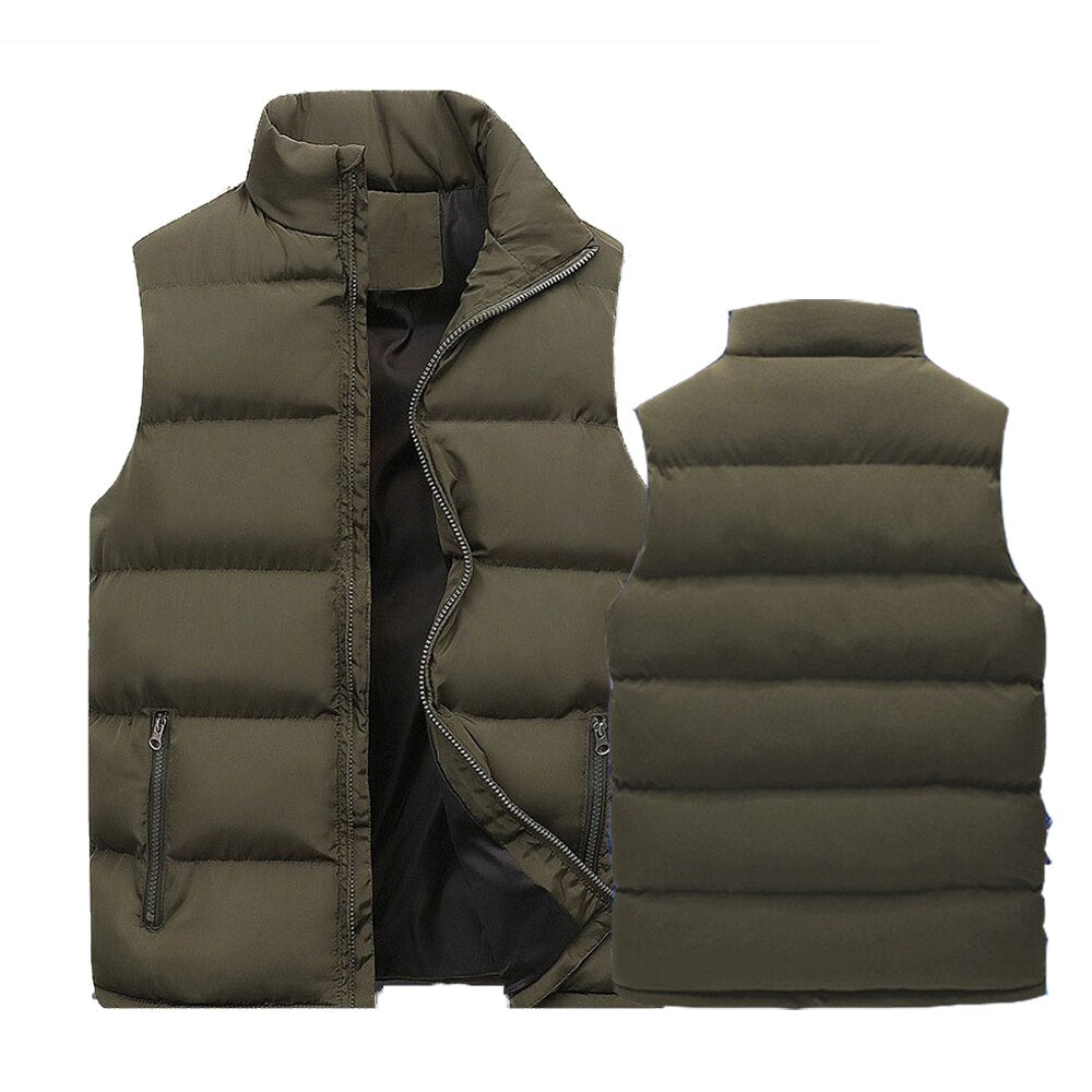 Gilet sans manches matelassé pour homme avec col montant et fermeture zippée