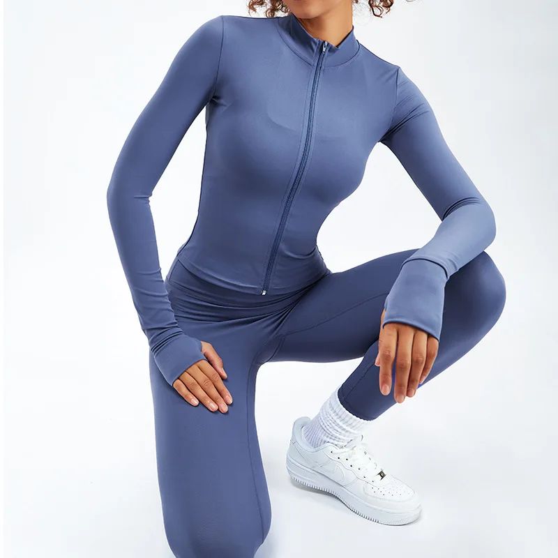 Ensemble de yoga 3 pièces pour femme avec veste zippée et legging taille haute