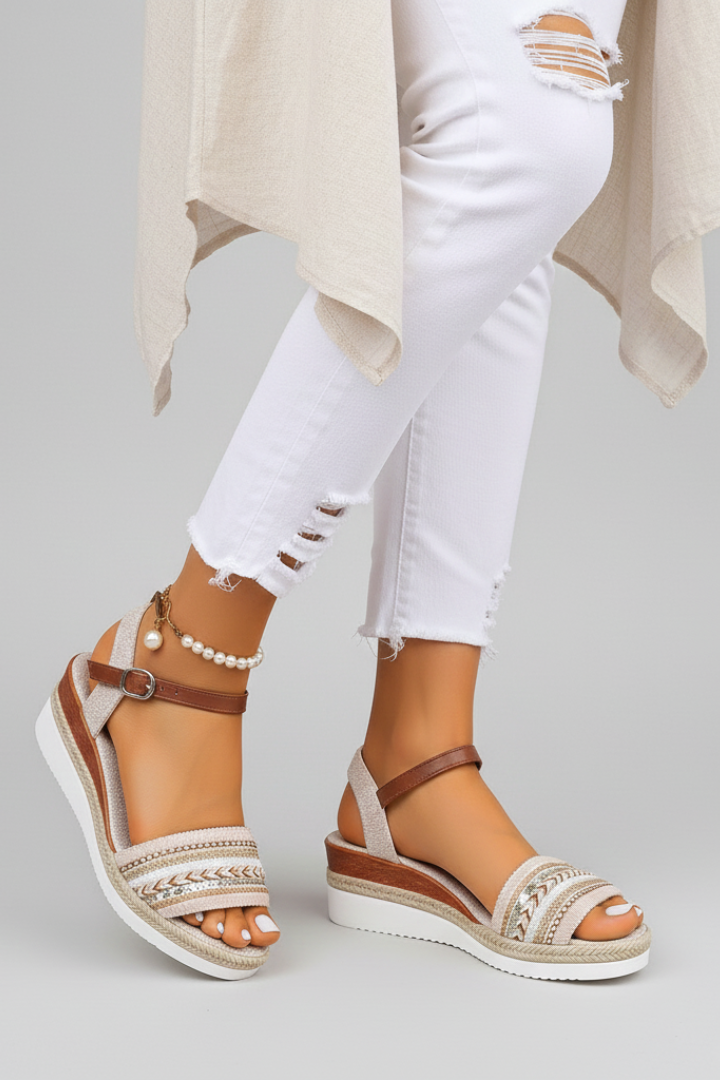 Wedge Espadrille-Style Open-Toe Platform Sole Sandals for Women