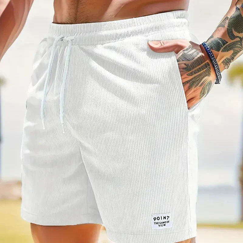 Short velvet men's shorts | casual bermuda with drawstring