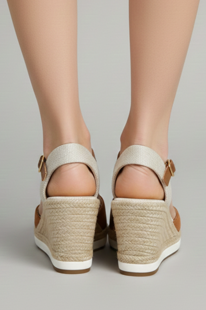 Uzavřené espadrilky na klínku s páskem pro ženy
