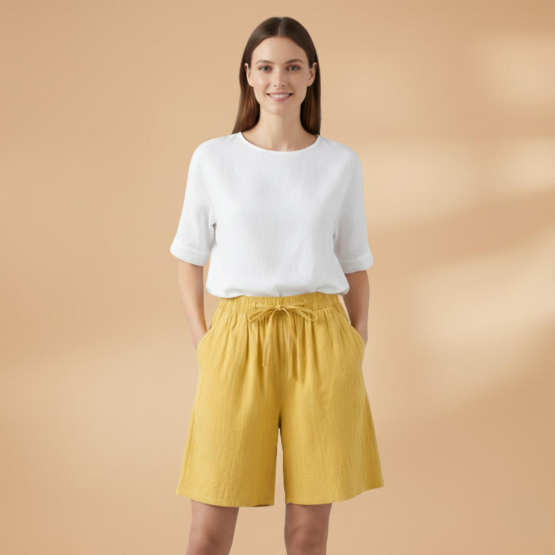 Bermuda da donna | short medio-lungo taglio casual con vita elastica | ufficio