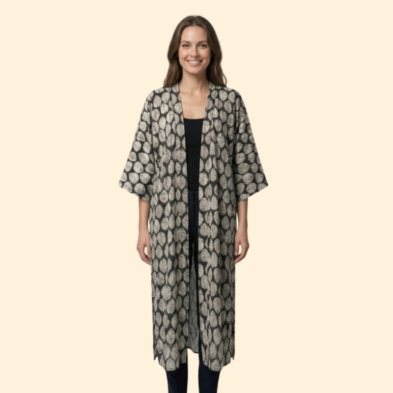 Robe de Plage Kvinders Strandkjole Lang Let med Leopardmønster uden Lukning
