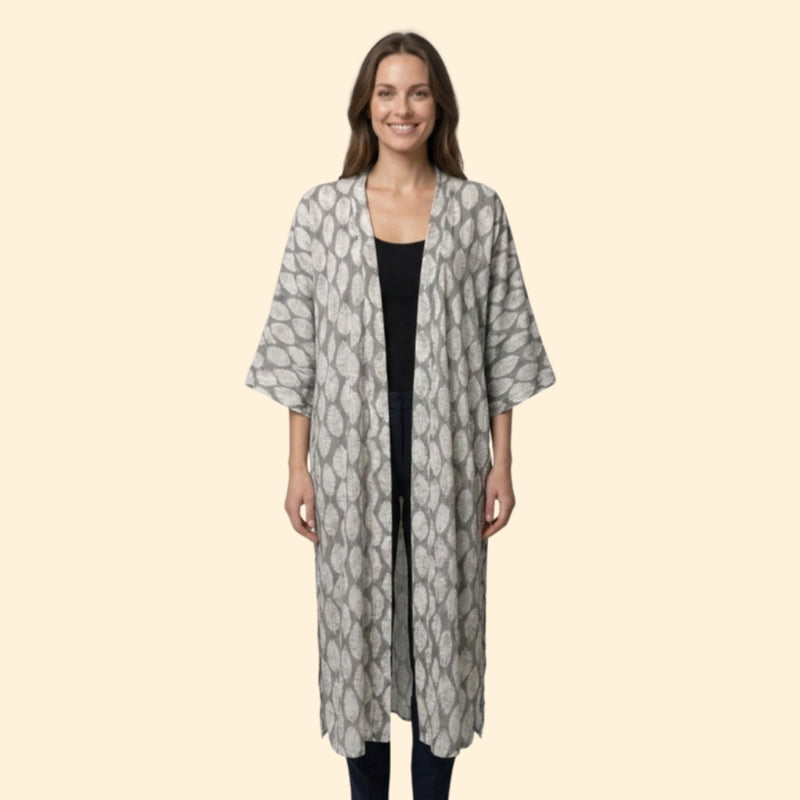 Robe de Plage Kvinders Strandkjole Lang Let med Leopardmønster uden Lukning