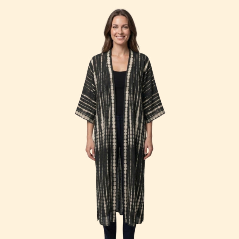 Robe de Plage Kvinders Strandkjole Lang Let med Leopardmønster uden Lukning