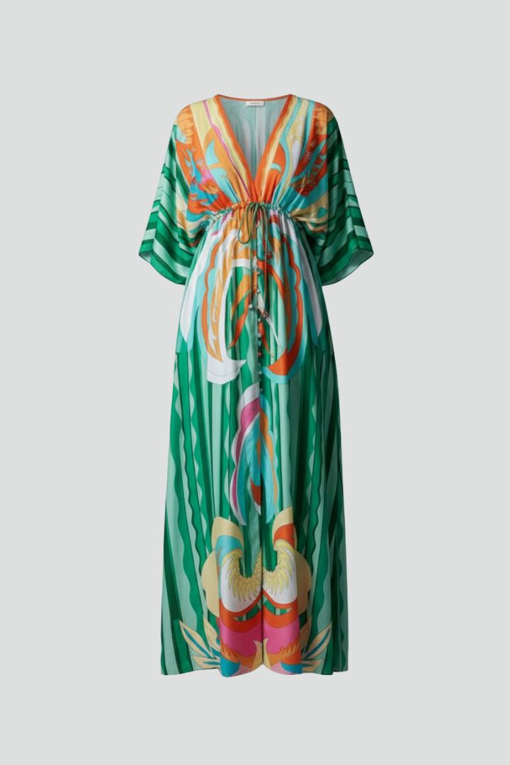 Maxi dress for women | flared printed model with batwing sleeves | beach