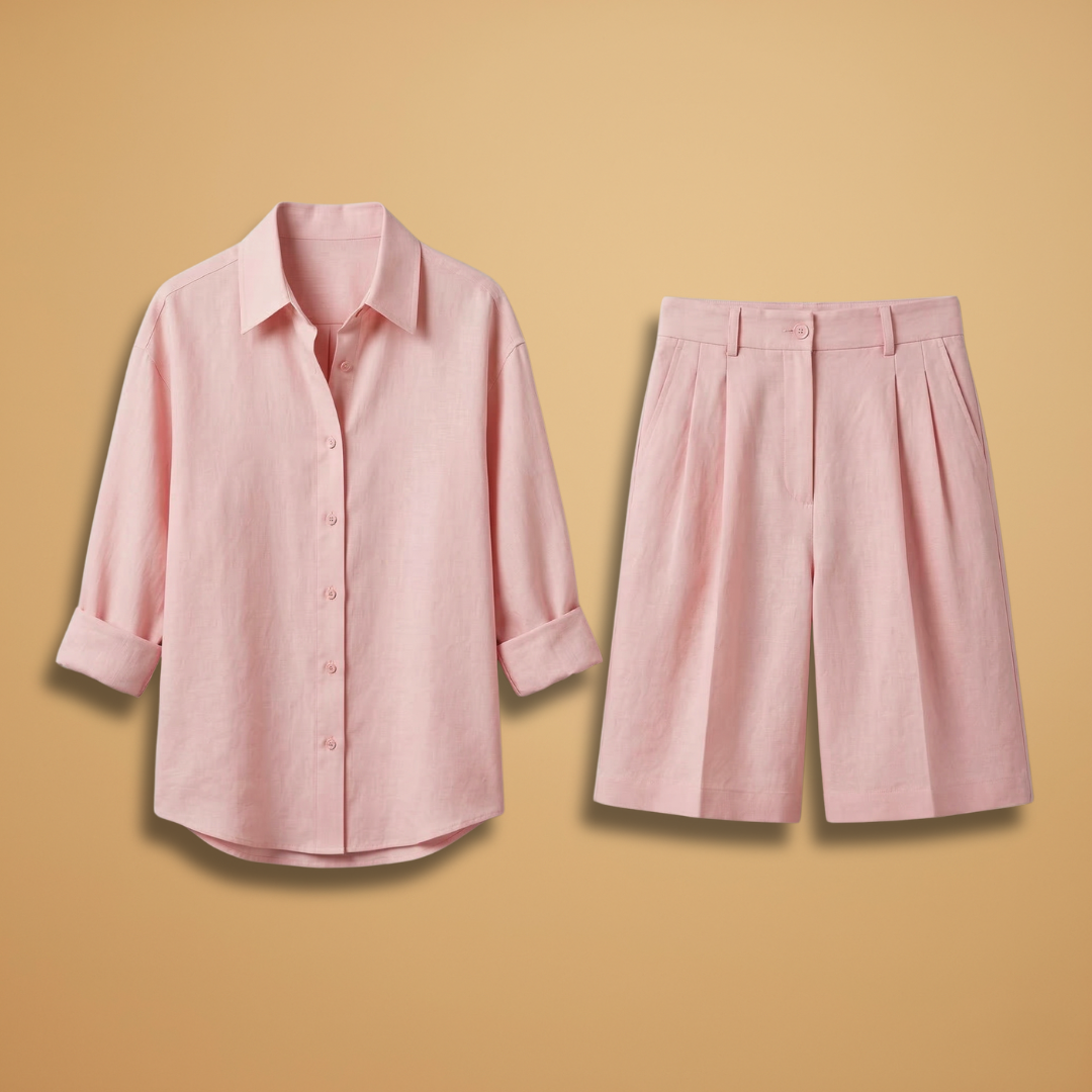 Conjunto de camisa e shorts para mulher — roupa confortável de cintura alta | praia