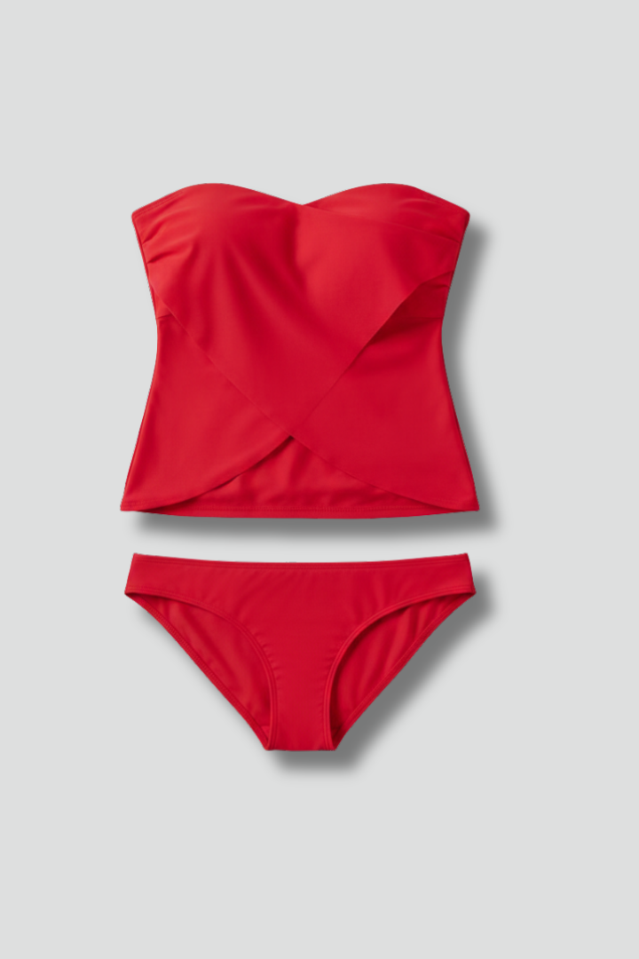 Two-Piece Bandeau Swimsuit with Matching Bottom for Women