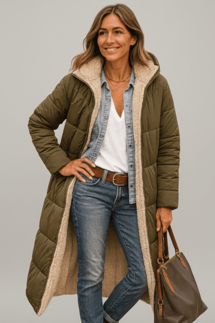 Mujer Chaqueta Acolchada Larga con Capucha Diaria Diseño Exclusivo Comodidad Todo el Día