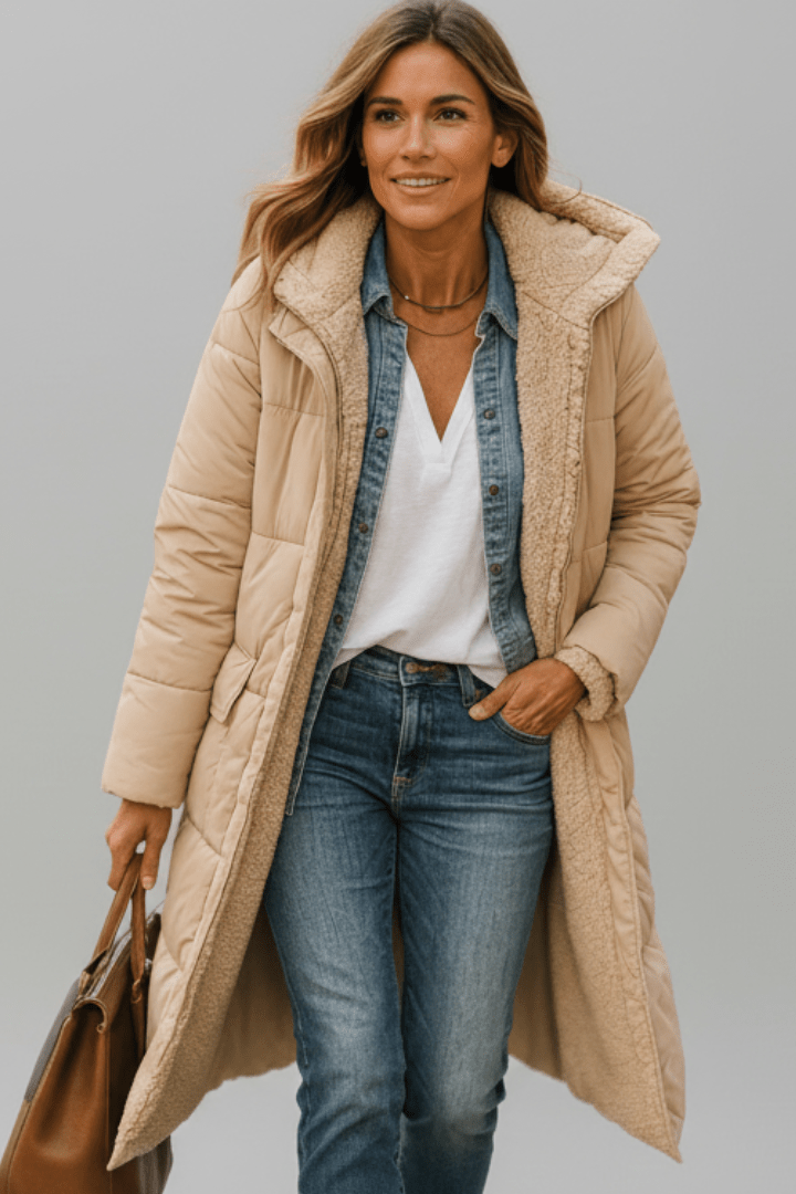 Mujer Chaqueta Acolchada Larga con Capucha Diaria Diseño Exclusivo Comodidad Todo el Día