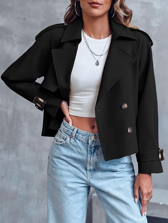 Femme Trench Court Bureau Double Boutonnage Design Exclusif Confort Toute la Journée