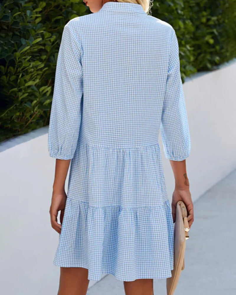 Robe Femme A-Line Boutonnée Col V