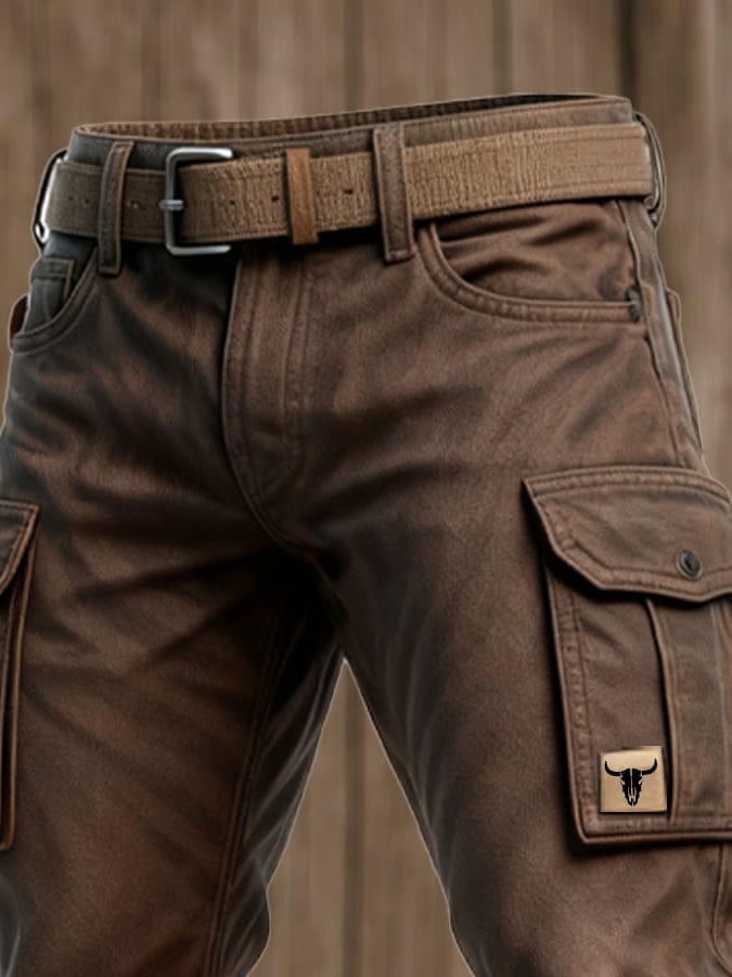 Homme Pantalon Cargo Travail Quotidien Toile Résistante Poches Renforcées