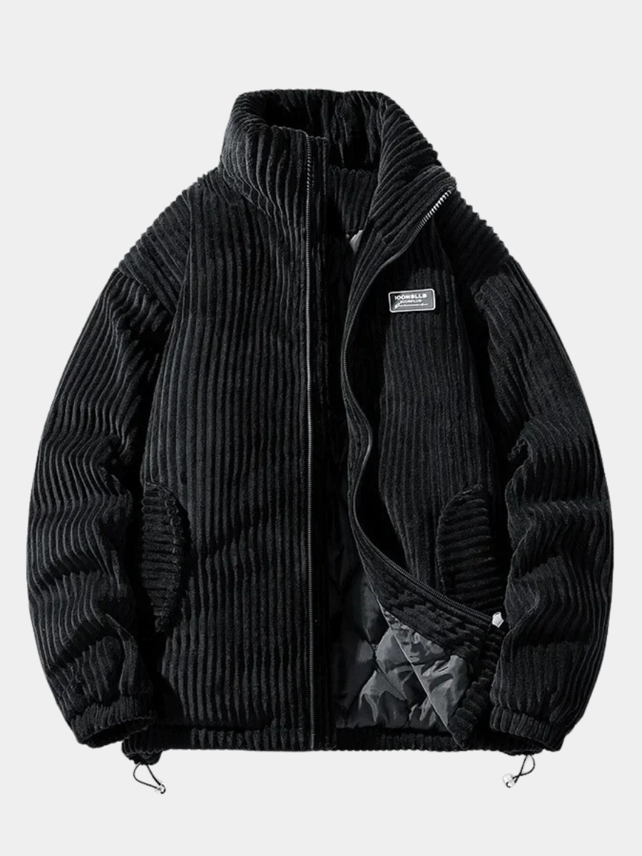 Men's Quilted Winter Jacket Corduroy Everyday Insulating Lining Stand-Up Collar