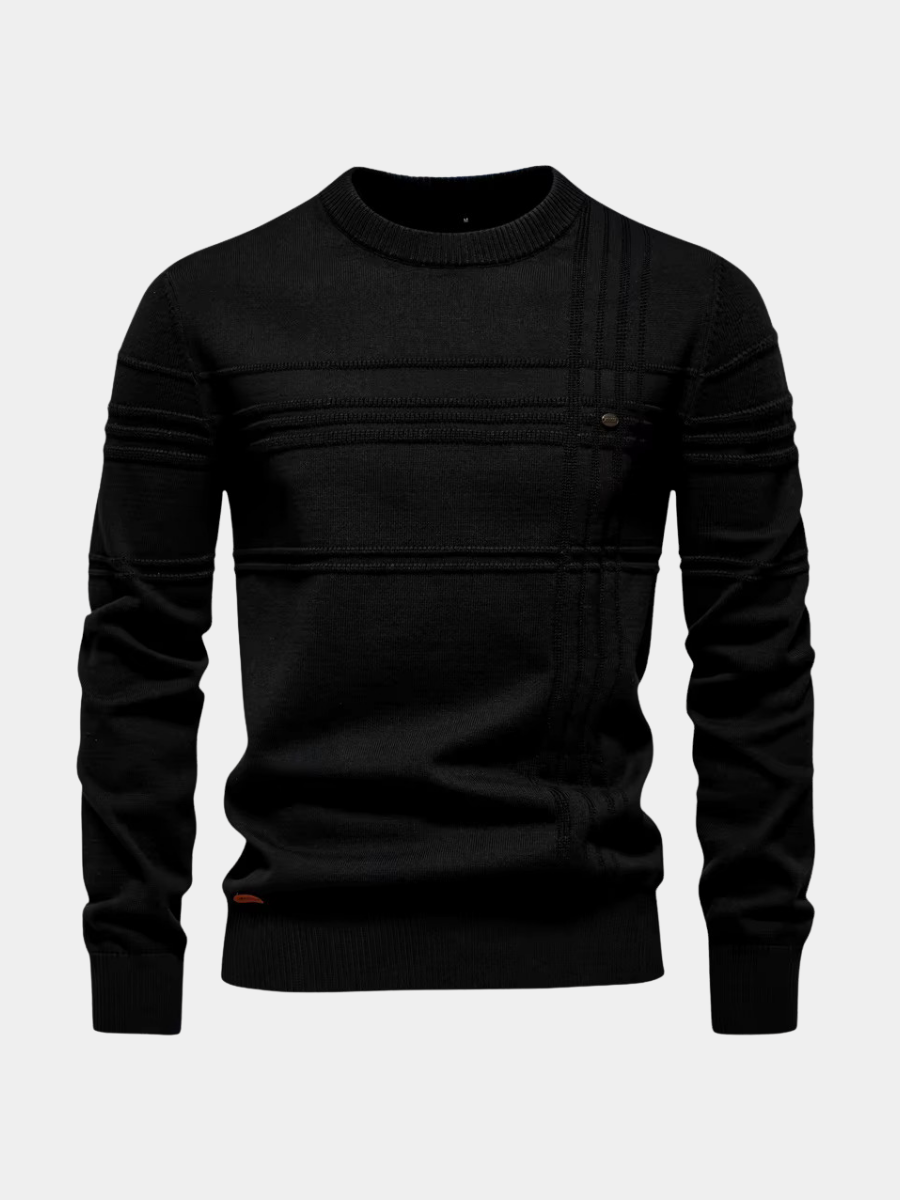 Homme Pull Quotidien Coupe Slim Tricot Côtelé Col Rond Coton Souple Chaud Léger