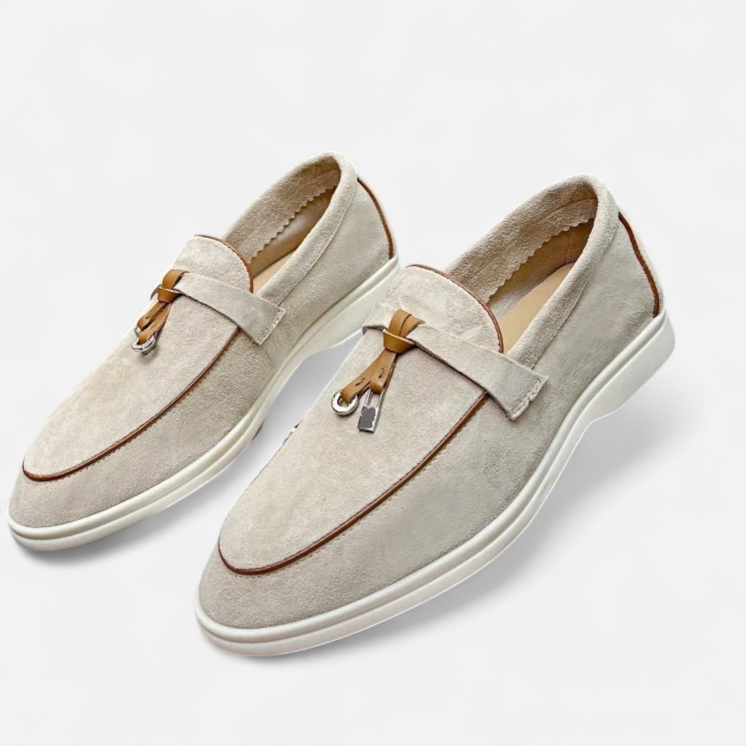 Velclairemode| Men's Premium Suede Leather Loafers - Flat Sole, Summer Slip-On Style
