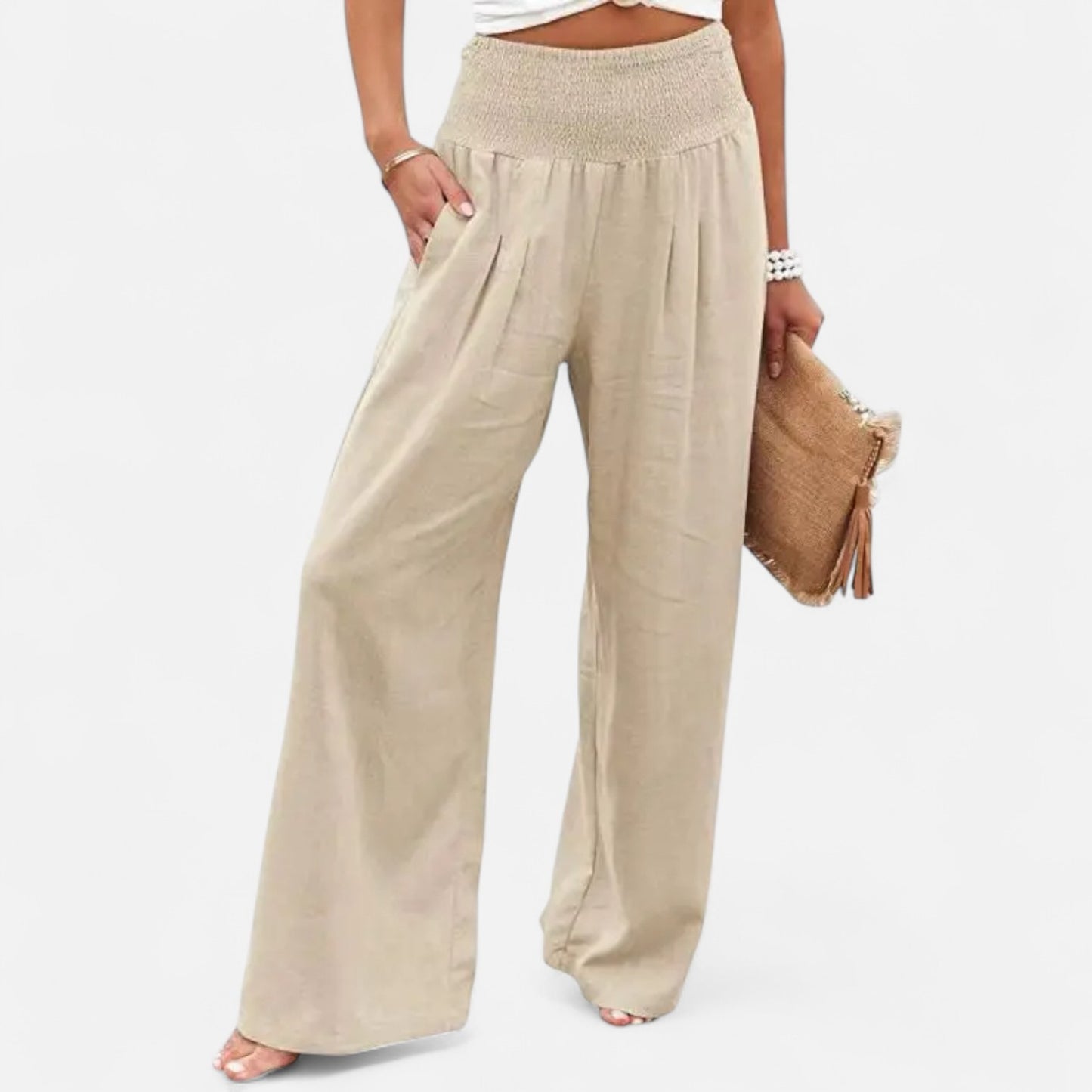 Velclairemode | Pantalon Femme Décontracté à Cordon – Taille Mi-Haute, Finition Usée Stylisée