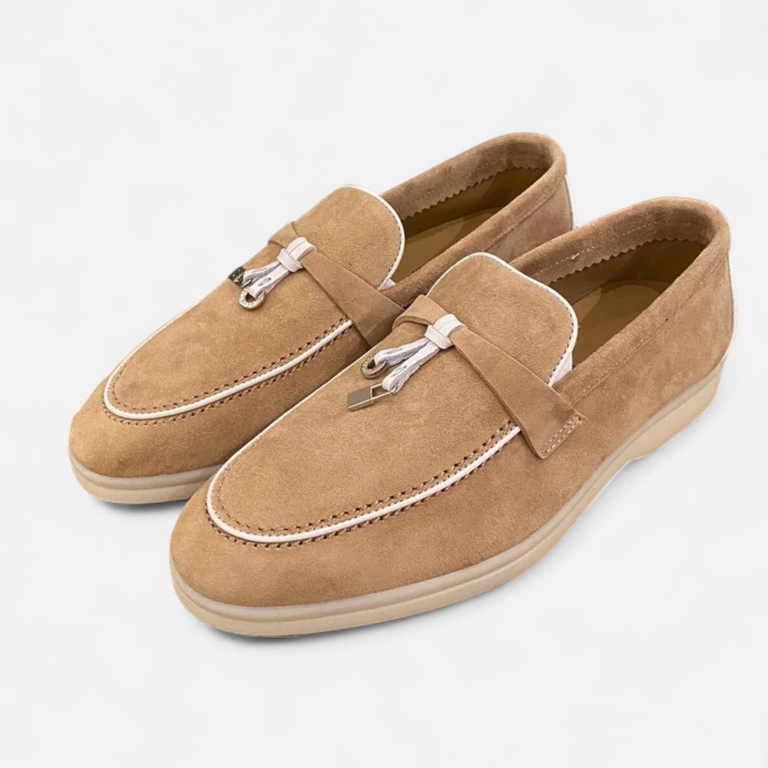 Velclairemode| Men's Premium Suede Leather Loafers - Flat Sole, Summer Slip-On Style