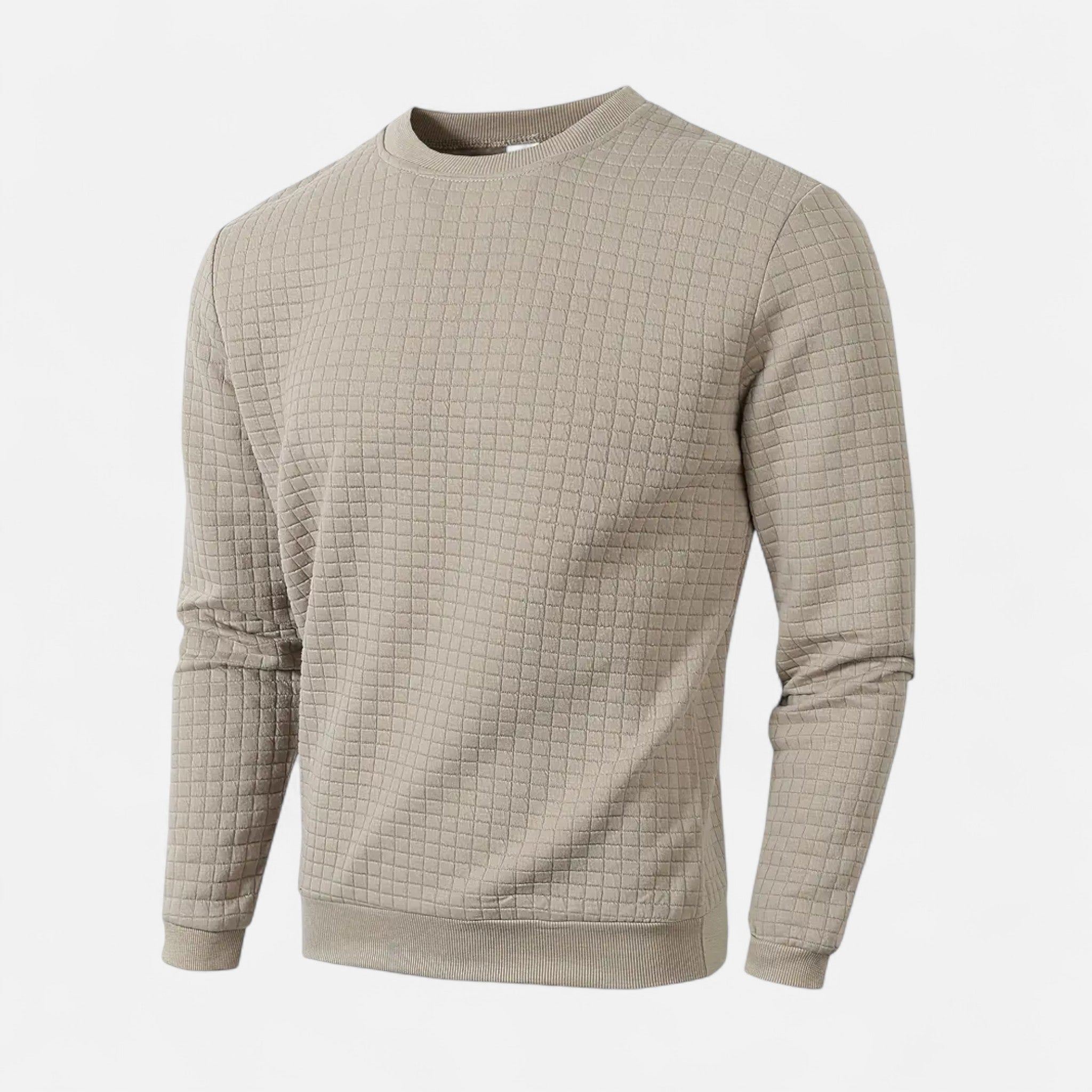 Velclairemode | Men's Plaid Pattern Round Neck Sweater for Fall-Winter