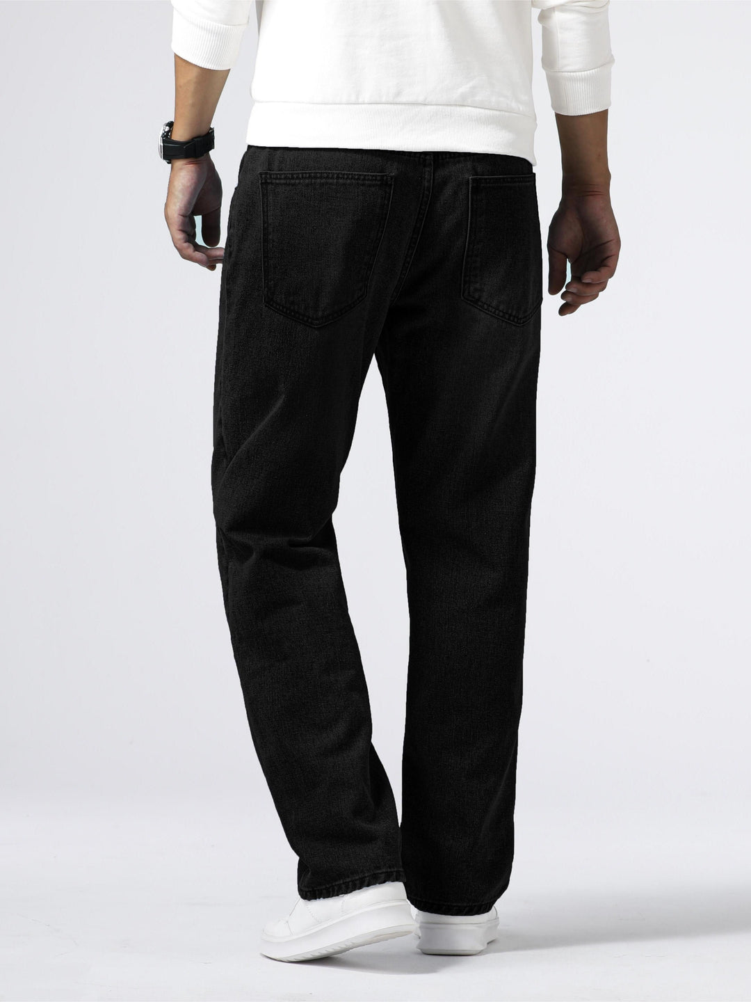 Jeans masculino de corte reto, para o dia a dia, com efeito desbotado e estilo casual atemporal