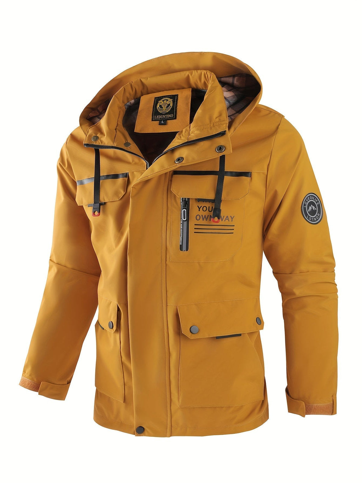 Hombre Chaqueta Impermeable Exterior Cortavientos Capucha Ajustable Cómoda