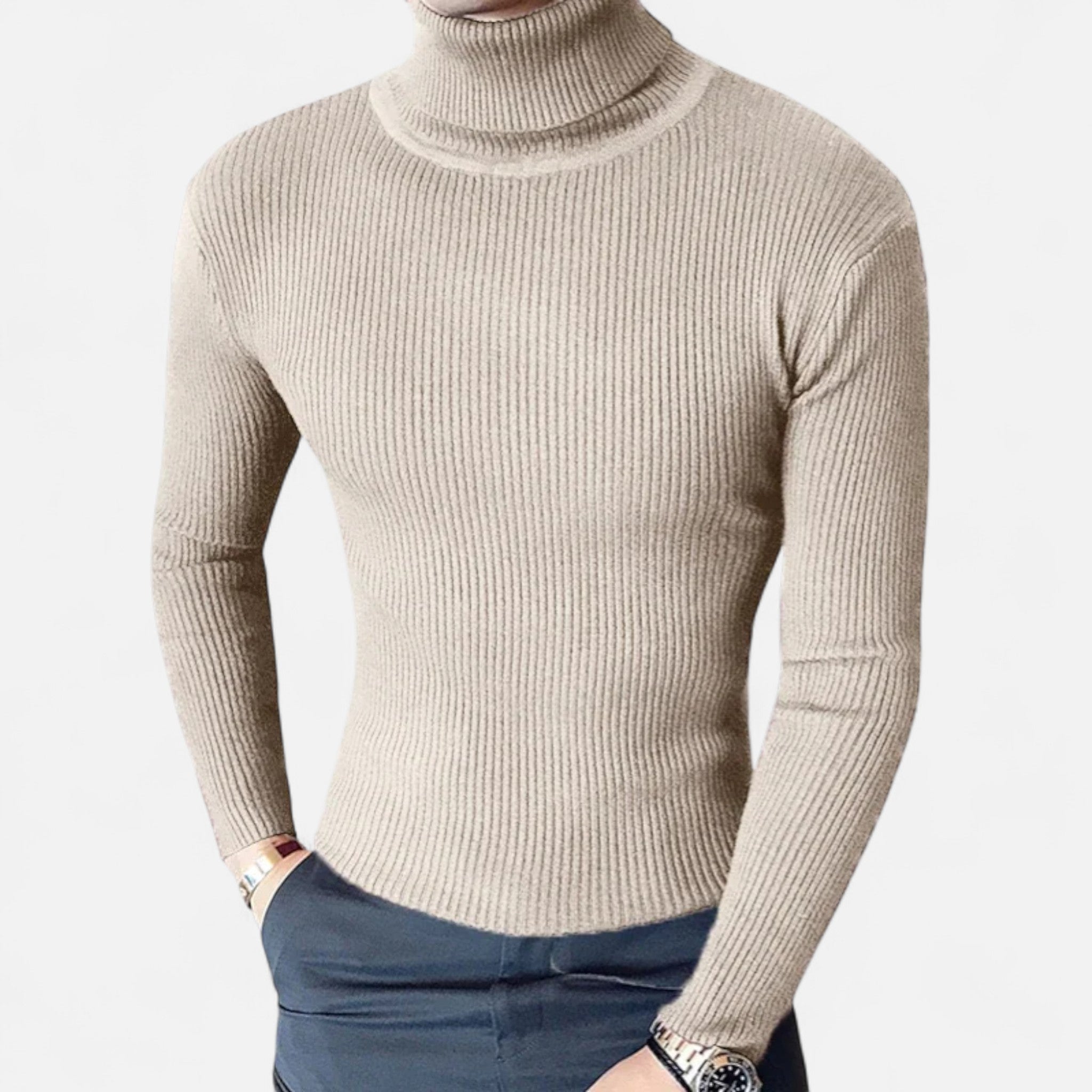 Velclairemode.com | Pull Col Roulé Homme à Manches Longues – Confort Structuré, Élégance Minimaliste