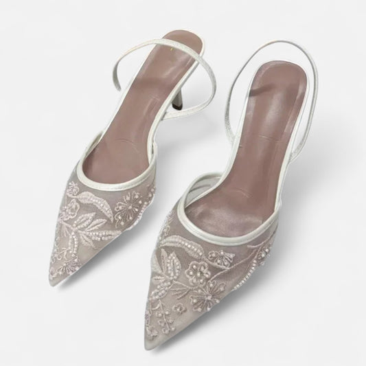 Velclairemode | Sandales Femme en Mesh – Imprimé Mode, Bout Pointu, Talon Ouvert