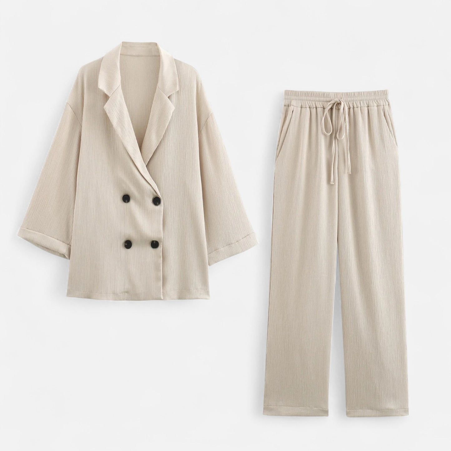Velclairemode | Ensemble Décontracté Femme – Veste Légère & Pantalon Coordonné, Élégance Relaxée
