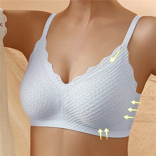 Soutien-gorge sans couture en nylon et élasthanne avec dentelle et sans armatures