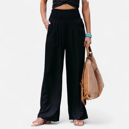 Velclairemode | Pantalon Femme Décontracté à Cordon – Taille Mi-Haute, Finition Usée Stylisée