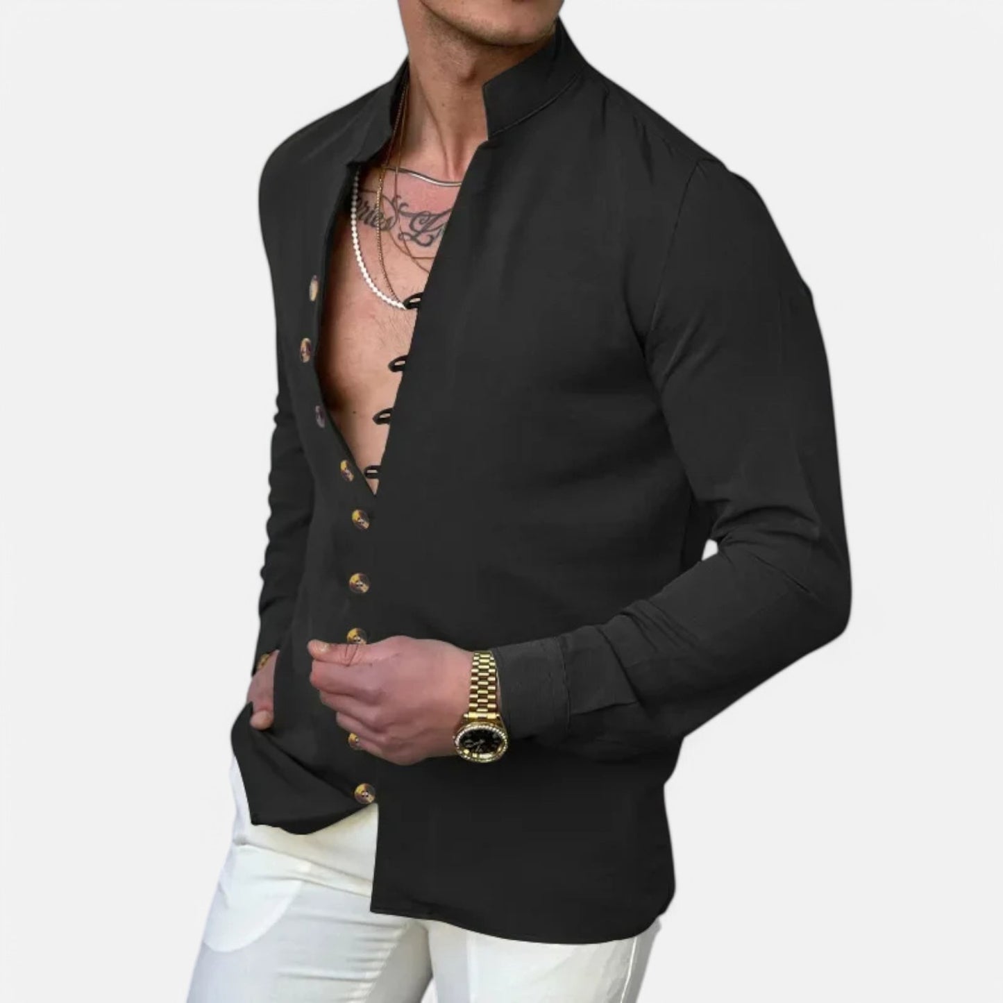 Velclairemode | Chemise Décontractée Coton-Lin à Col Henley – Légèreté Naturelle, Élégance Essentielle