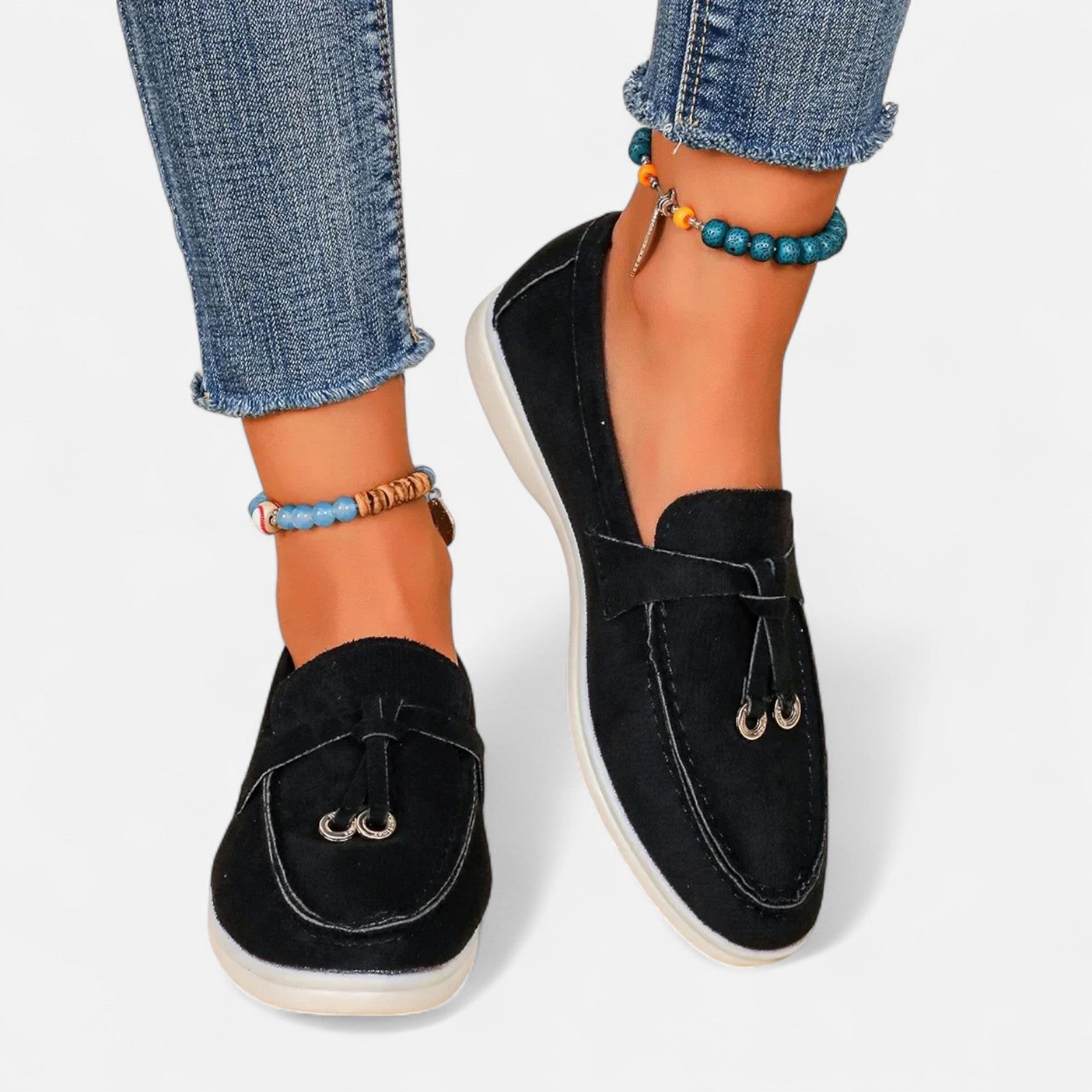 Velclairemode| Women's Retro Soft Leather Loafers - Slip-on Style, Thick Comfort Sole