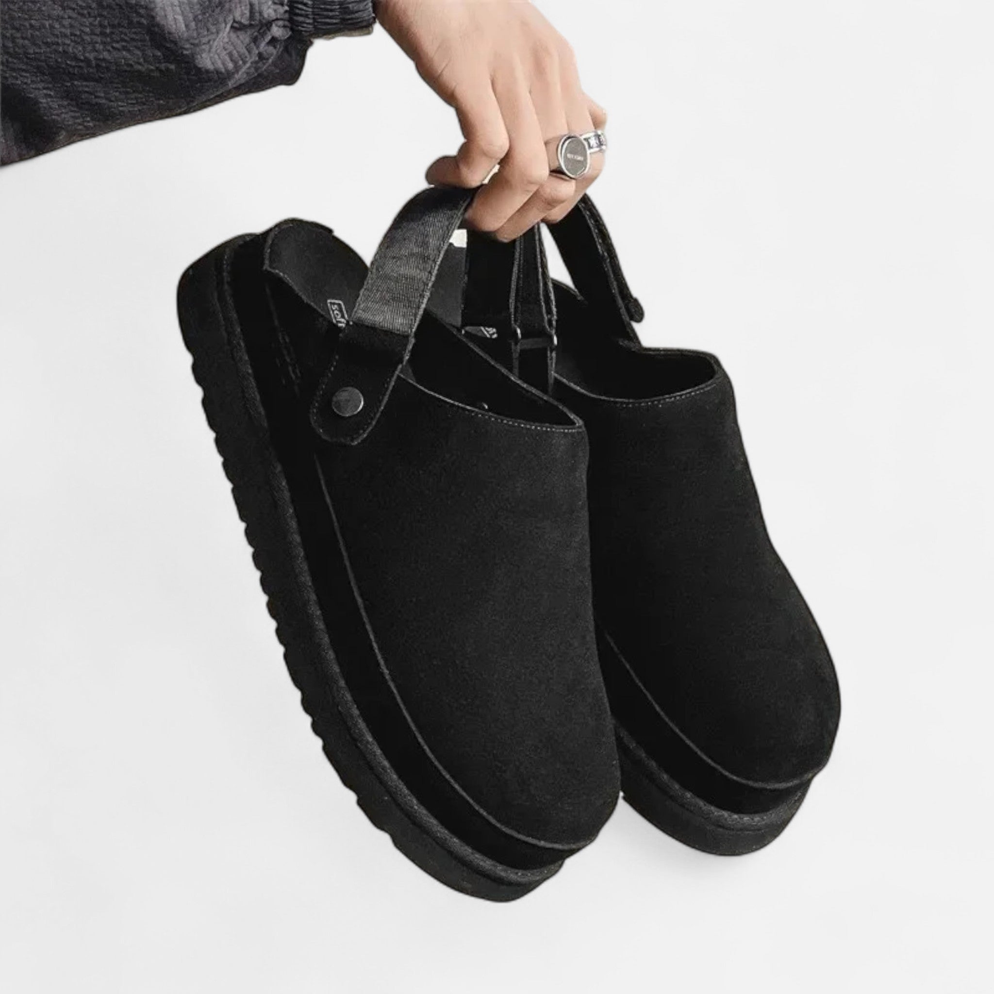 Velclairemode | Women's Leather Mules with Thick Soles