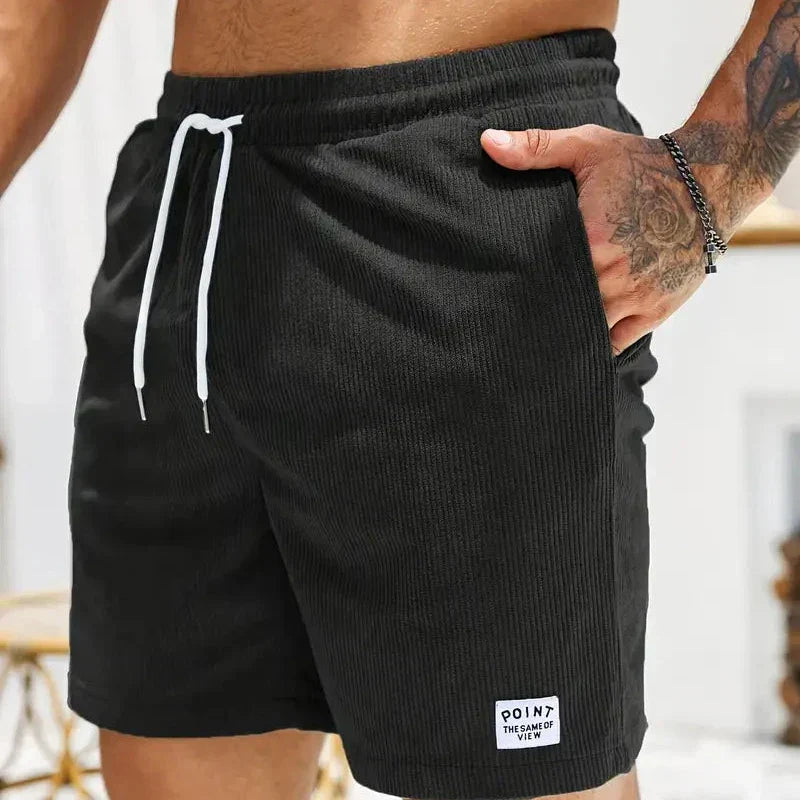 Short velvet men's shorts | casual bermuda with drawstring