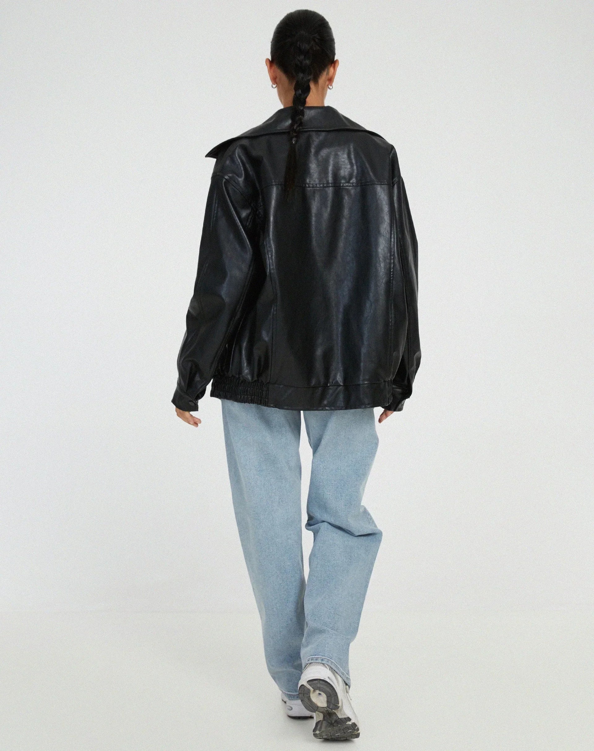 Femme Blouson Casual Similicuir Zippé Style Moderne Confort Doublé