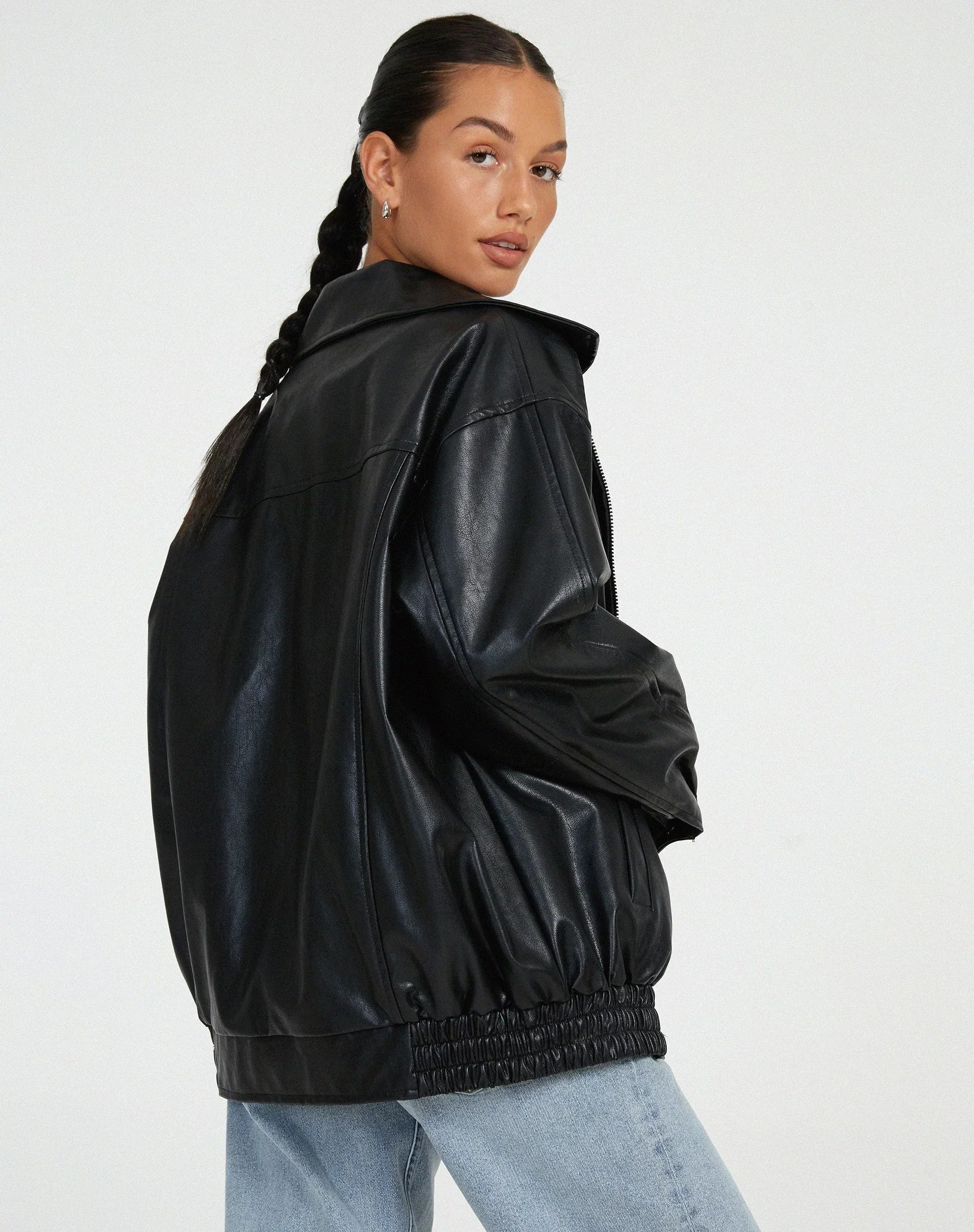 Femme Blouson Casual Similicuir Zippé Style Moderne Confort Doublé